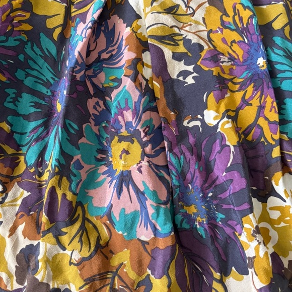 Talking French 100% Silk Multicolor Floral A-Line Midi Skirt Size 38 (28 waist) - Picture 5 of 6